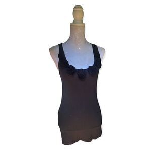 R89 BLACK ROSETTE RACER BACK TANK TOP SIZE S